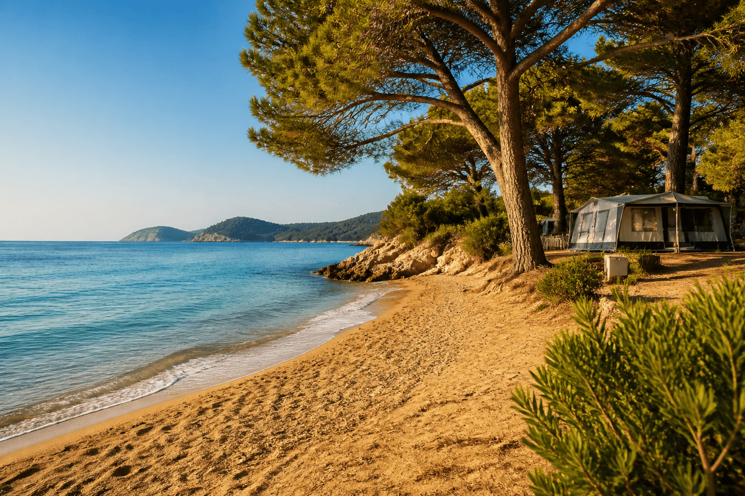 Playa — ambiente representativo del tipo de camping
